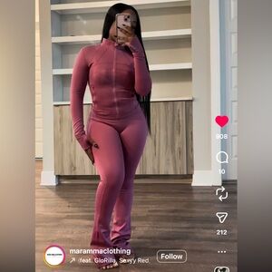 Pink Zip-Up Jacket and Pants Set